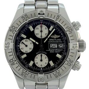 Breitling 42mm Men's Super Ocean 500M Black Dial Auto Chrono Watch B+P! A13340!